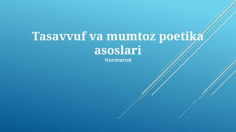 Tasavvuf va mumtoz poetika asoslari