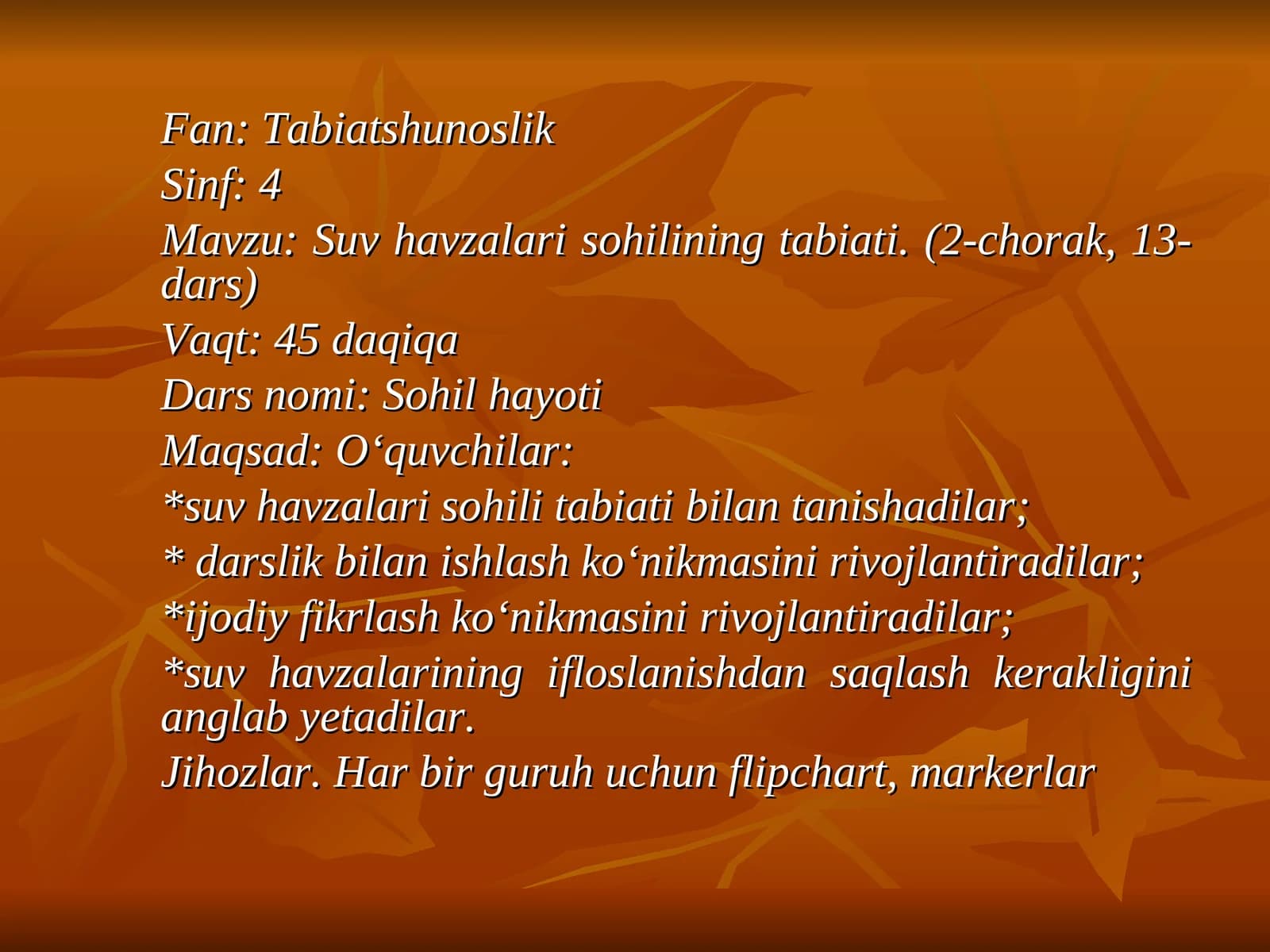 Suv havzalari sohilining tabiati