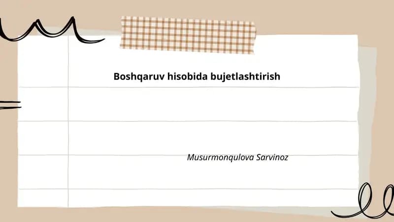 Boshqaruv hisobida bujetlashtirish