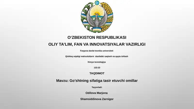 Go’shtning sifatiga tasir etuvchi omillar