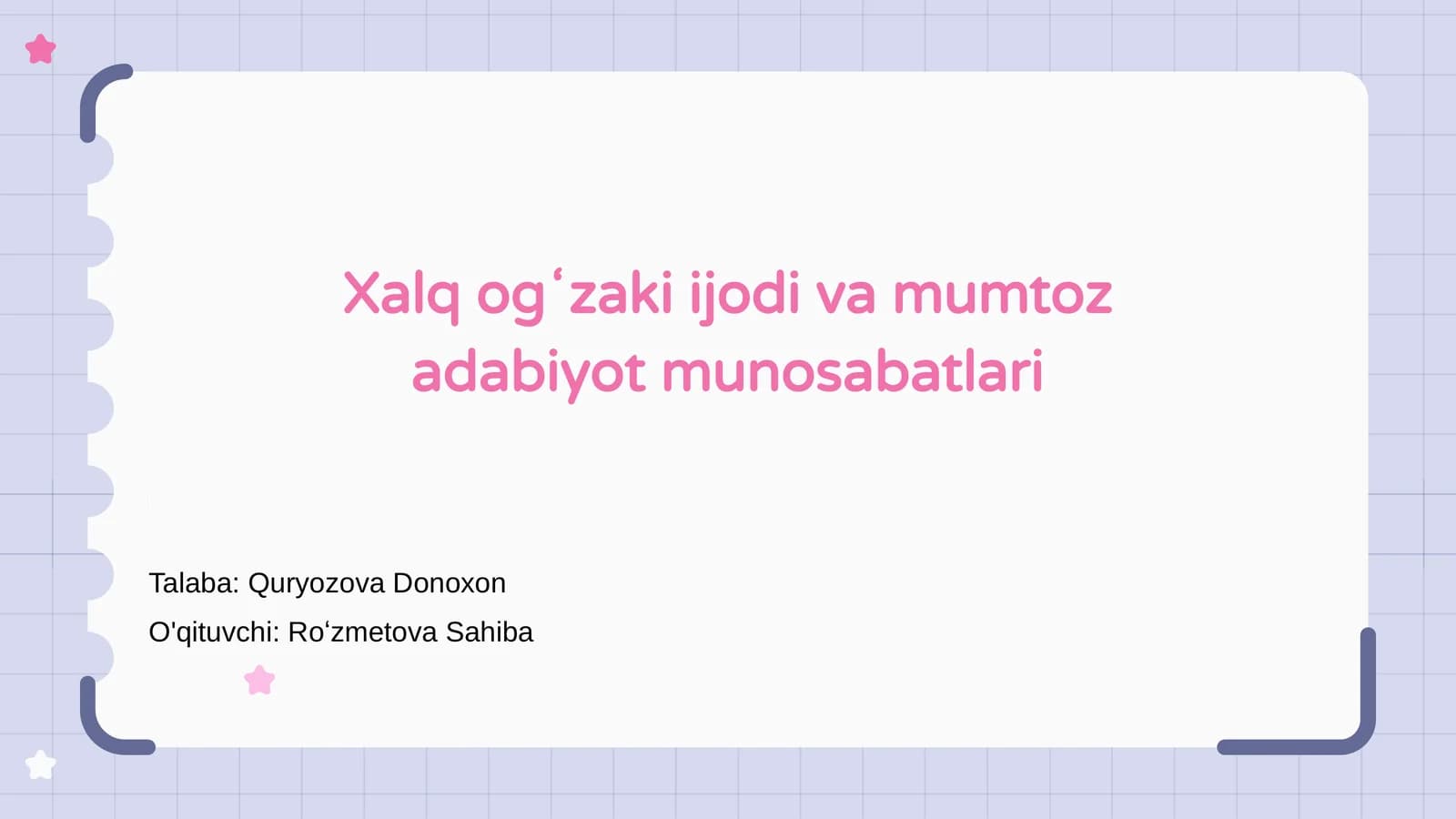 Xalq ogʻzaki ijodi va mumtoz adabiyot munosabatlari