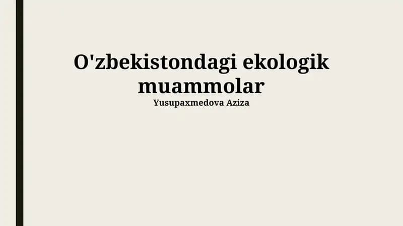 O'zbekistondagi ekologik muammolar
