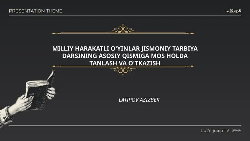 Milliy Harakatli O'yinlar Jismoniy Tarbiya Darsining Asosiy Qismiga Mos Holda Tanlash va O'tkazish
