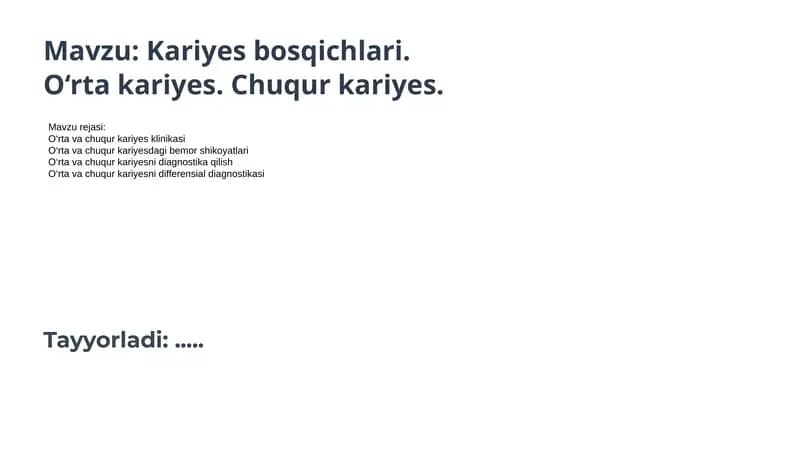 Kariyes bosqichlari
