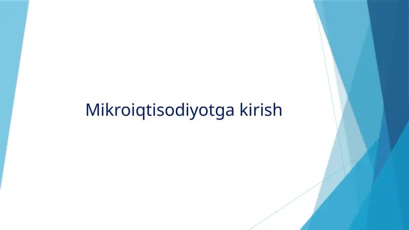 Mikroiqtisodiyotga kirish