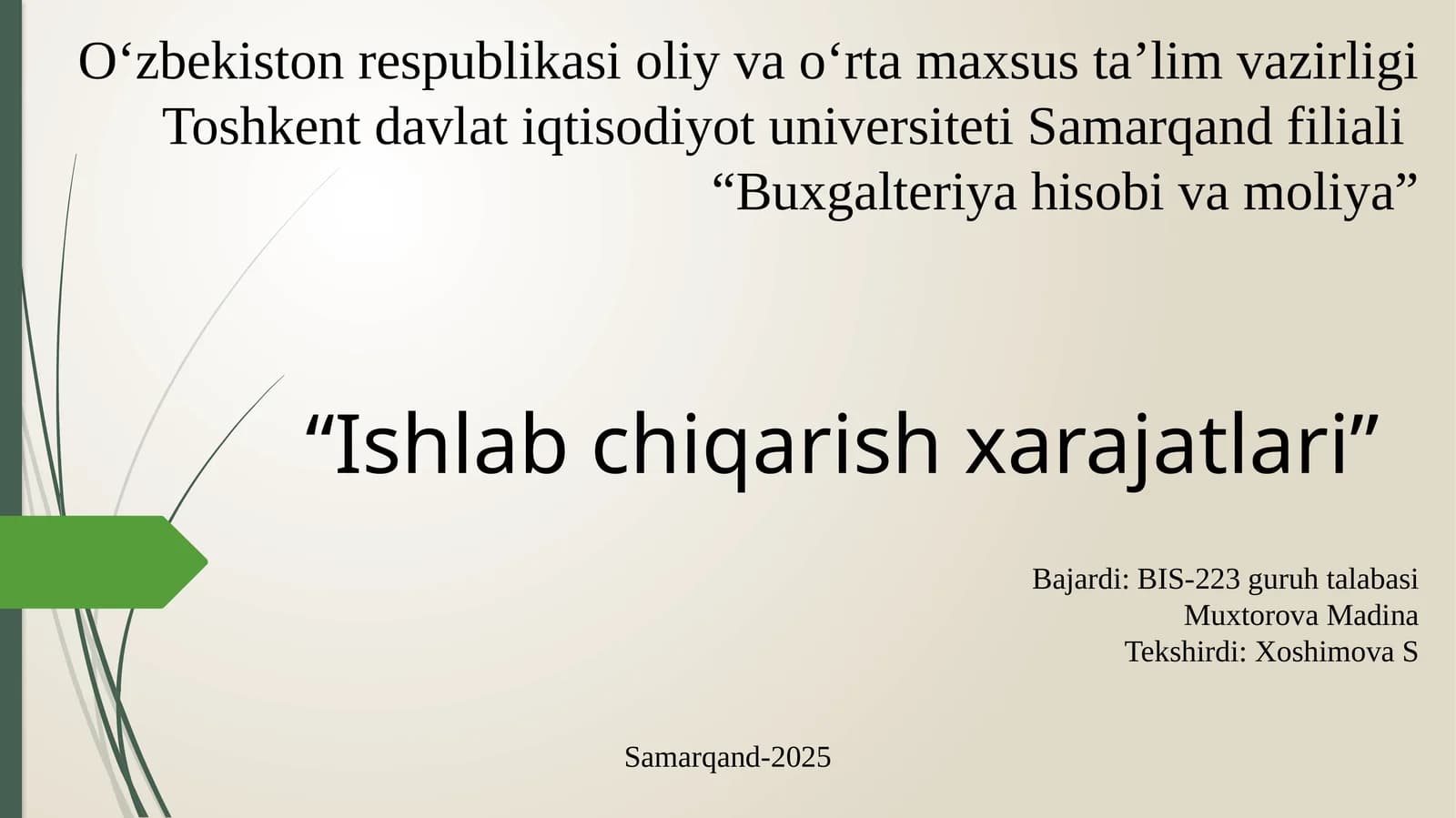 “Buxgalteriya hisobi va moliya”