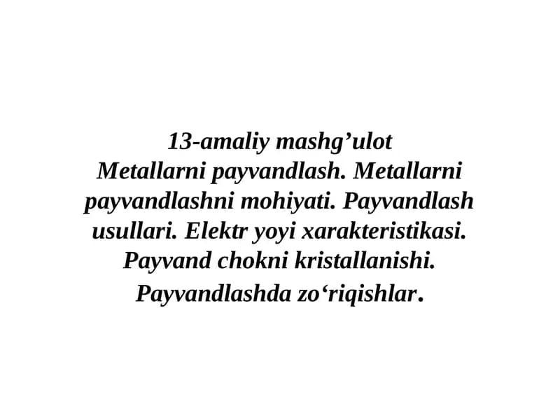 Metallarni payvandlash
