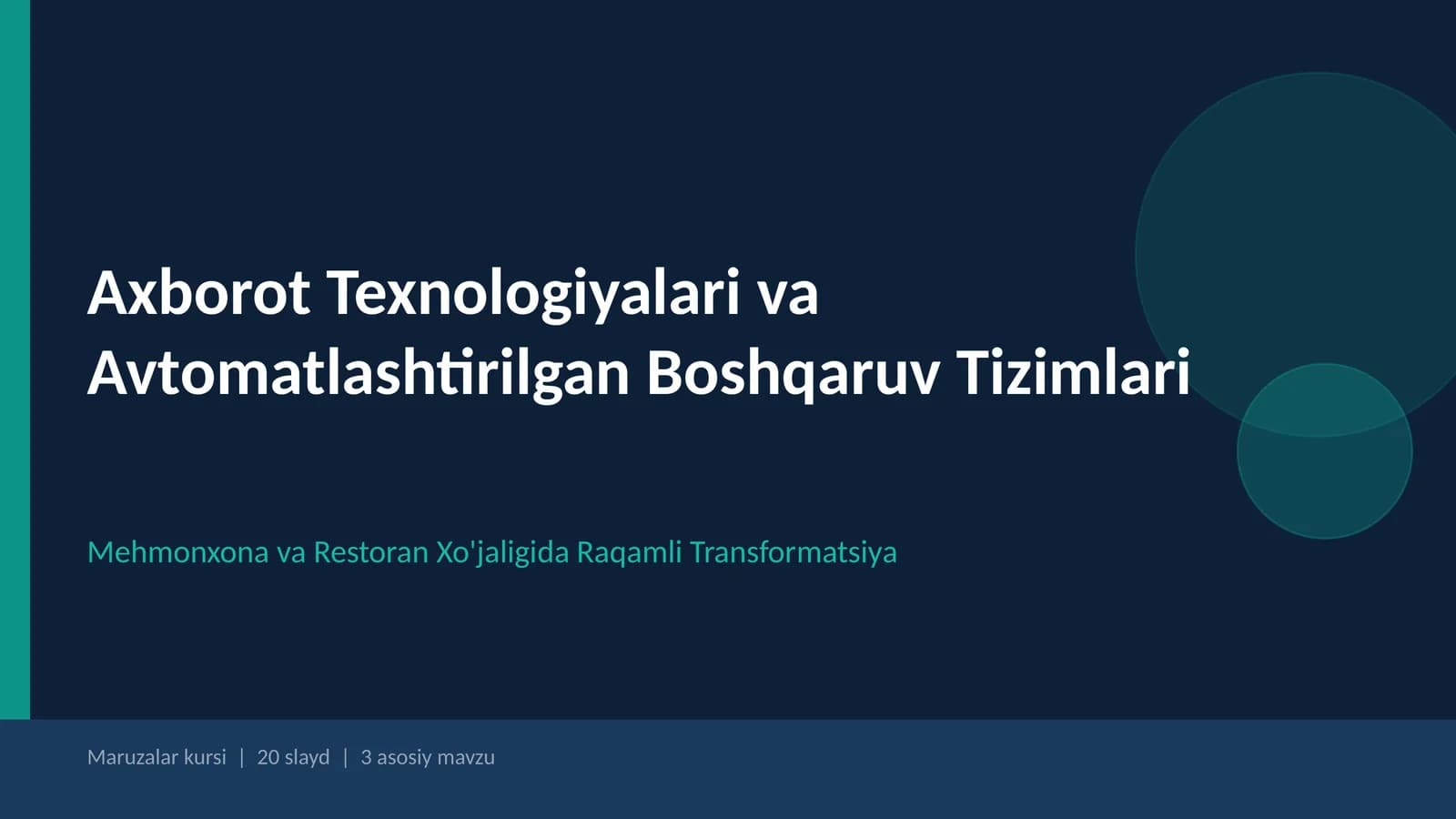 Mehmonxonada avtamatlashtirilgan boshqaruv tizimi
