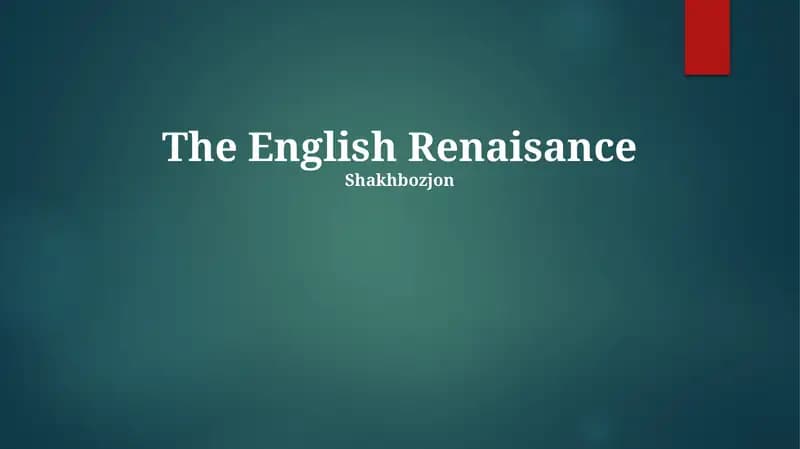 The English Renaisance