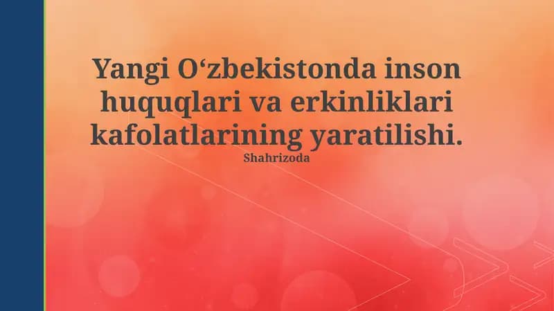 Yangi O'zbekistonda inson huquqlari va erkinliklari kafolatlarining yaratilishi