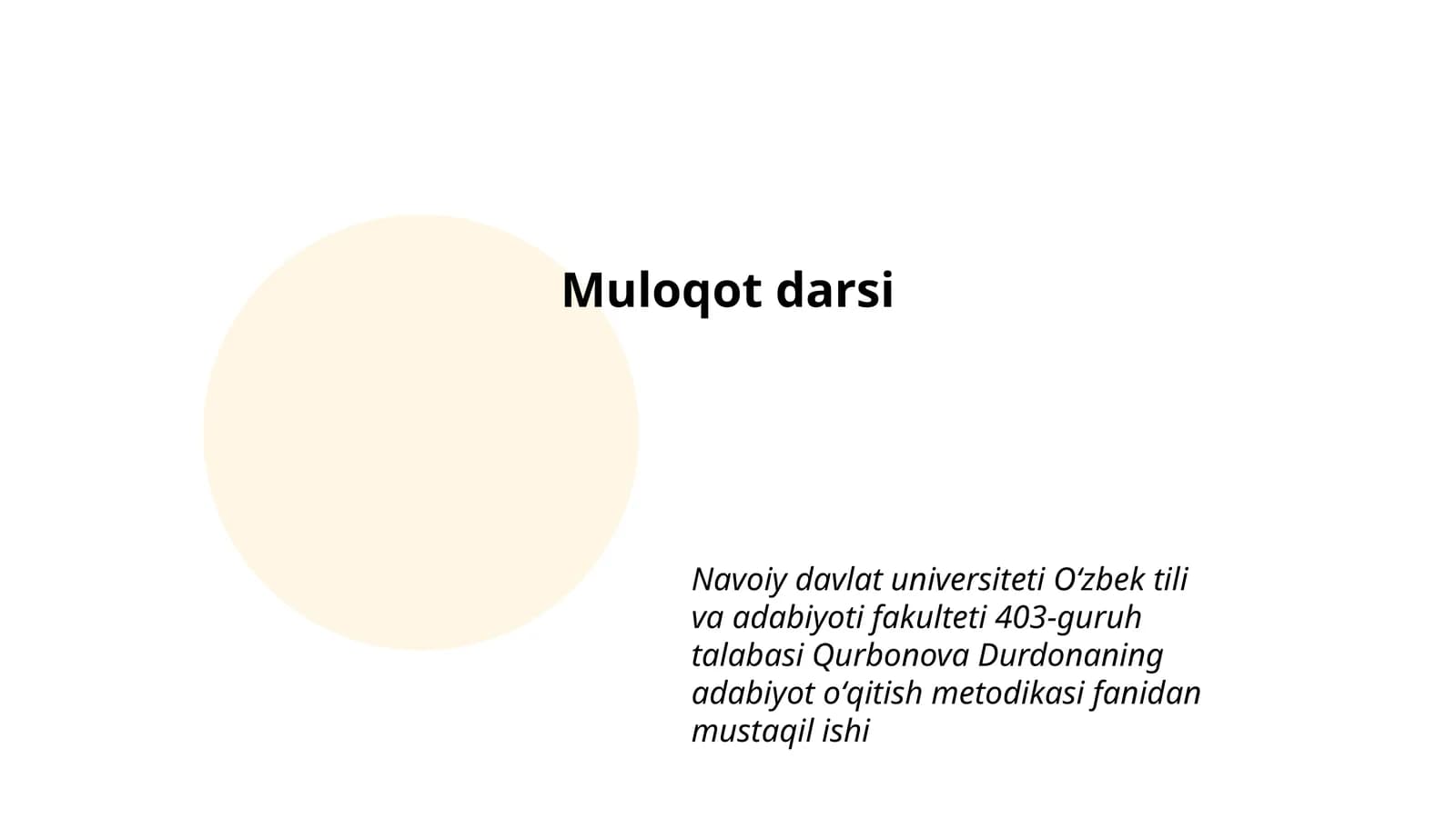 Muloqot darsi