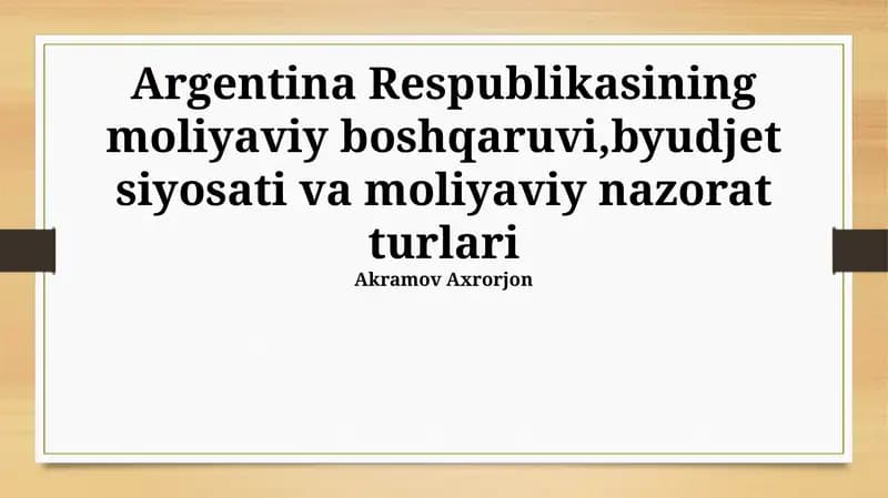 Moliya Nazoratining Turlari