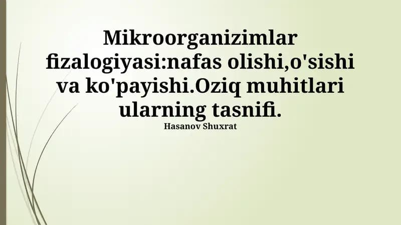Mikroorganizm fizilogiyasi