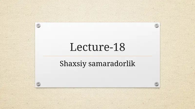 Shaxsiysamaradorlik