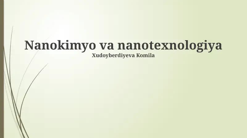 Nanokimyo va nanotexnologiya