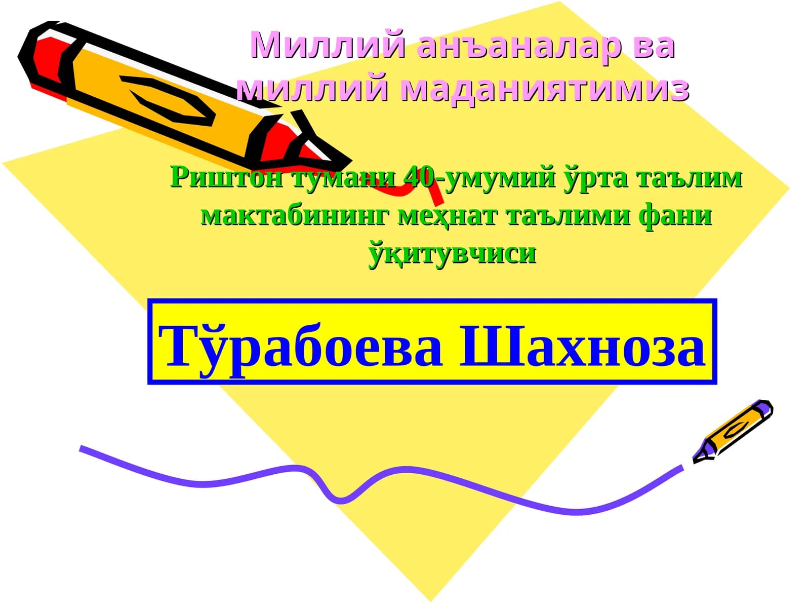 Миллий анъаналар ва миллий маданиятимиз