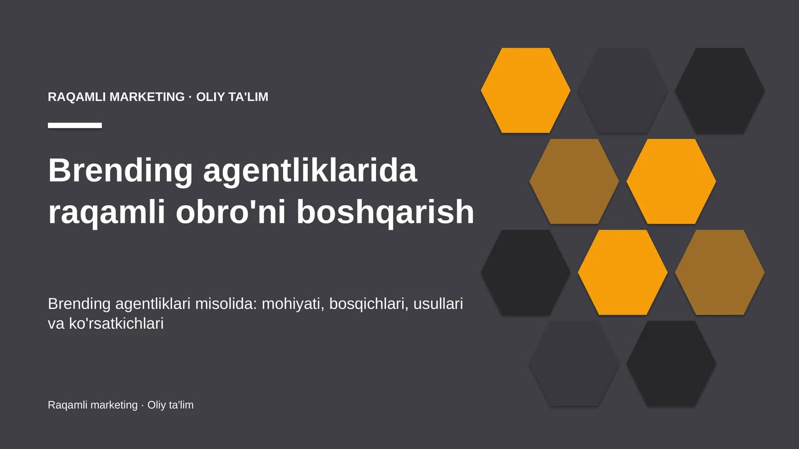 Raqamli marketing · Oliy ta'lim
