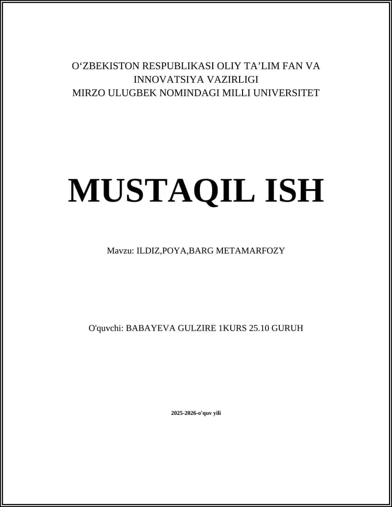 ILDIZ,POYA,BARG METAMARFOZY
