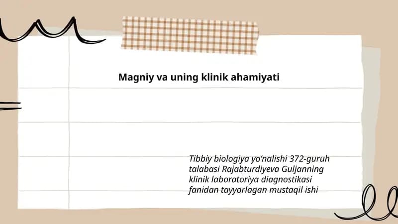 Magniy va uning klinik ahamiyati