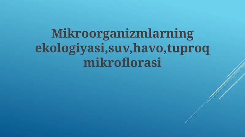 Mikroorganizmlarning ekologiyasi