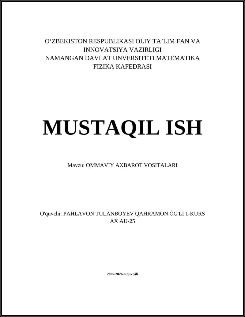 OMMAVIY AXBAROT VOSITALARI