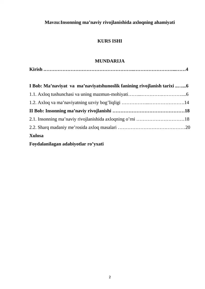 Insonning ma’naviy rivojlanishida axloqning ahamiyati