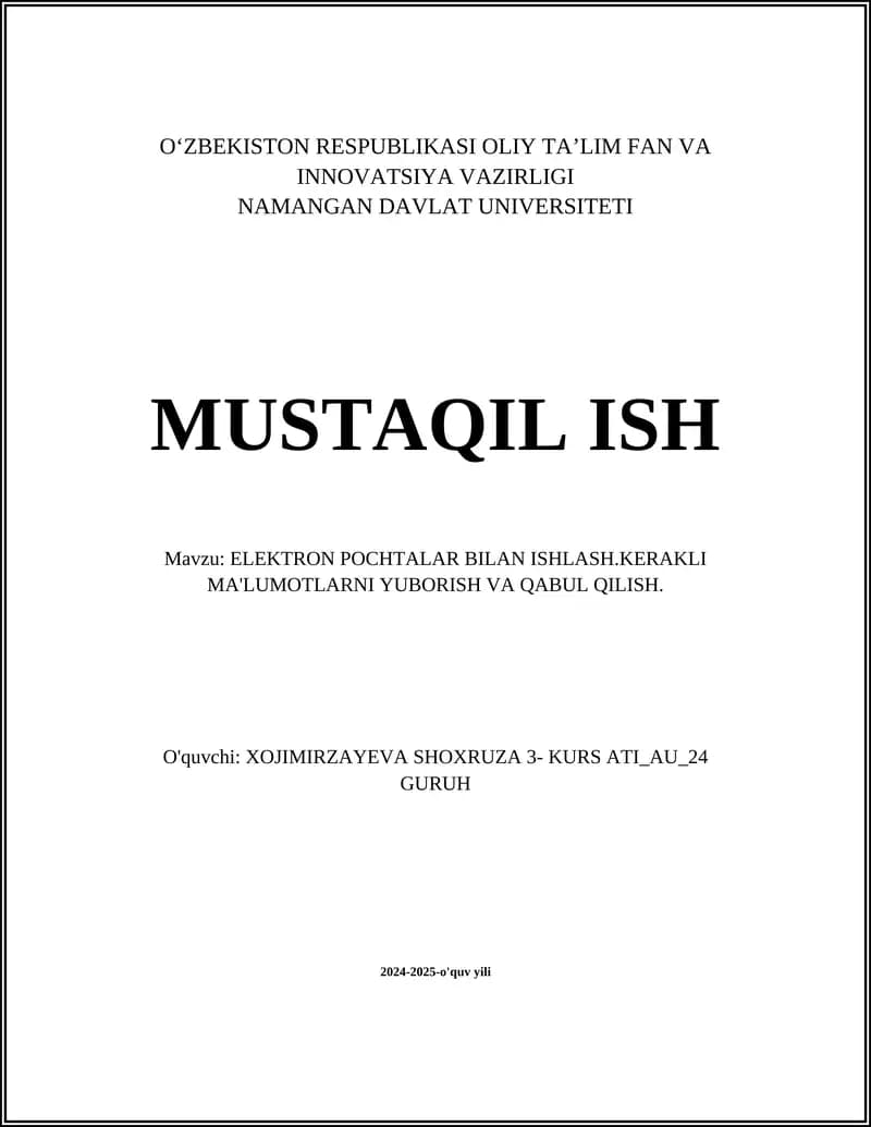 ELEKTRON POCHTALAR BILAN ISHLASH