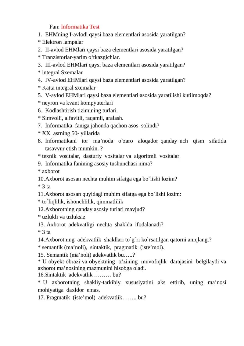 Fan: Informatika Test