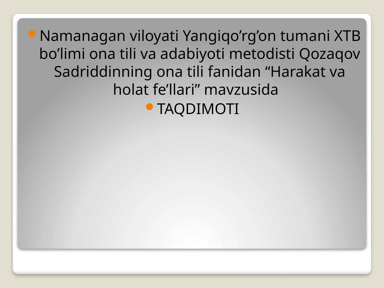 Harakat va holat fe’llari
