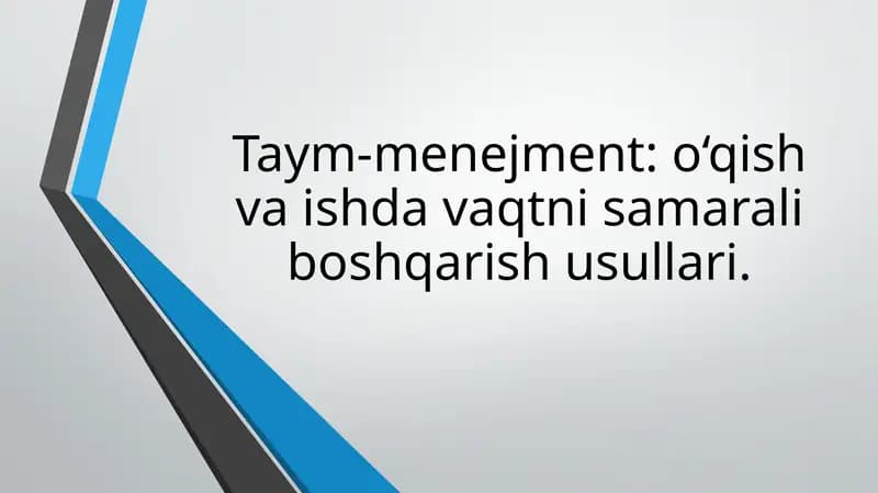 Vaqtni boshqarish