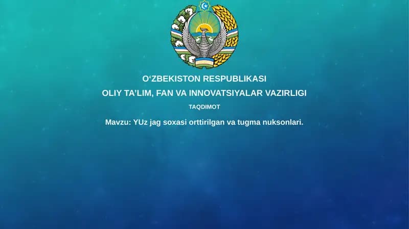Yuz maydonini olish va tugma defektlari