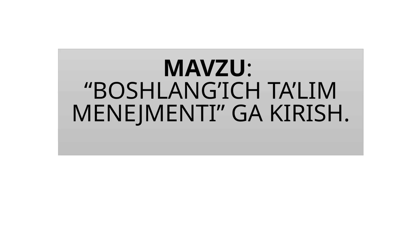 Boshlang'ich ta'lim menejmenti