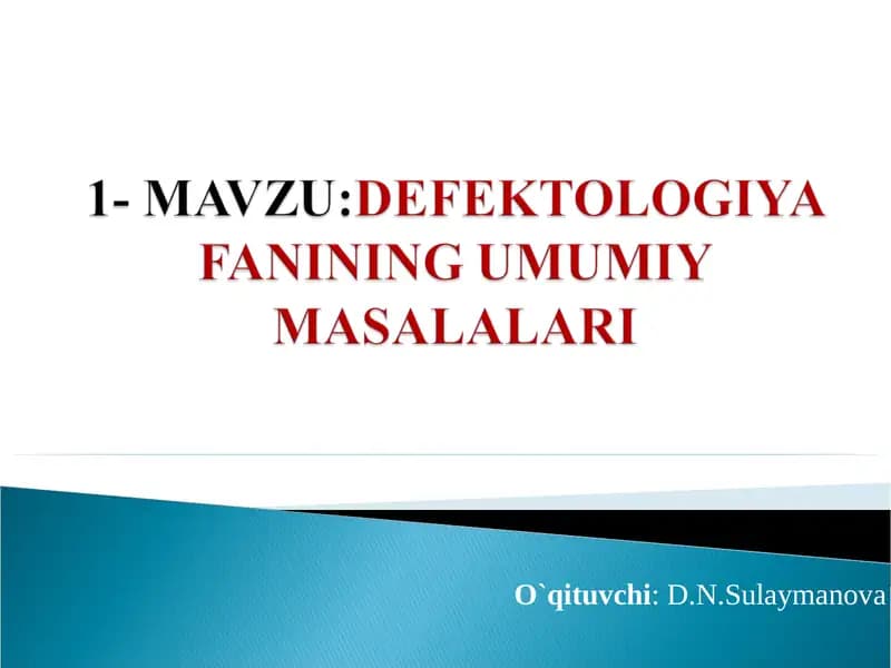 Defektologiya fani