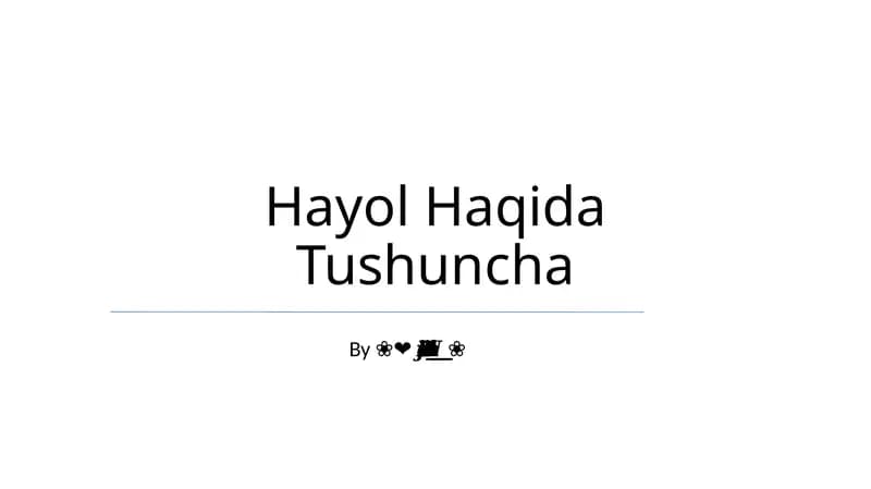 Hayol Haqida Tushuncha