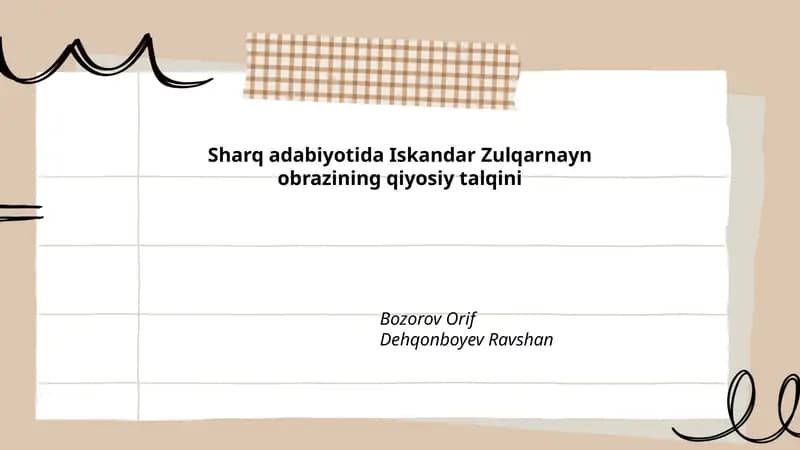 Iskandar Zulqarnayn obrazining qiyosiy talqini