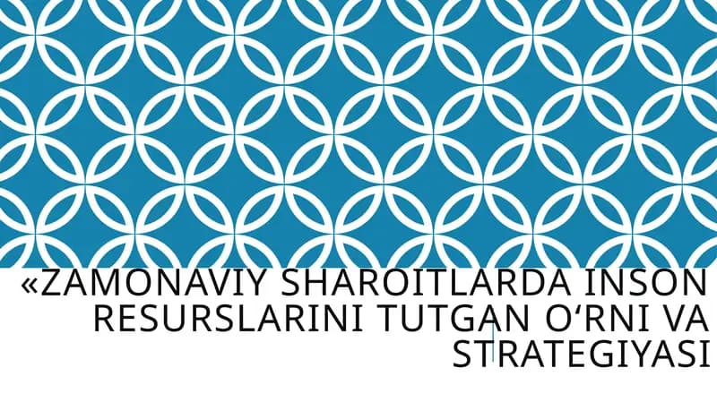 Inson resurslari va ularning boshqarilishi