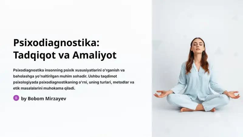 Psixodiagnostika: Tadqiqot va Amaliyot