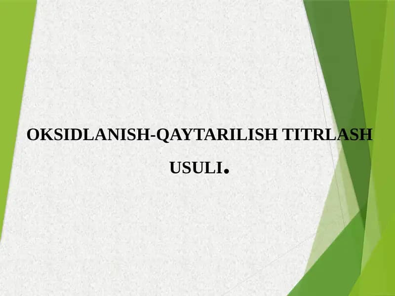Oksidlanish-qaytarilish titrlash usullari