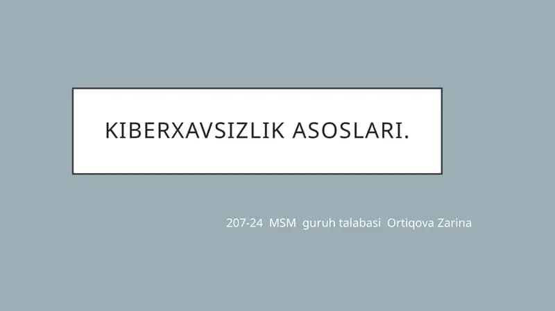 Kiberxavsizlik asoslari