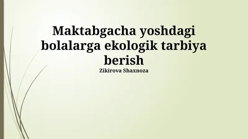 Ekologik tarbiya berish