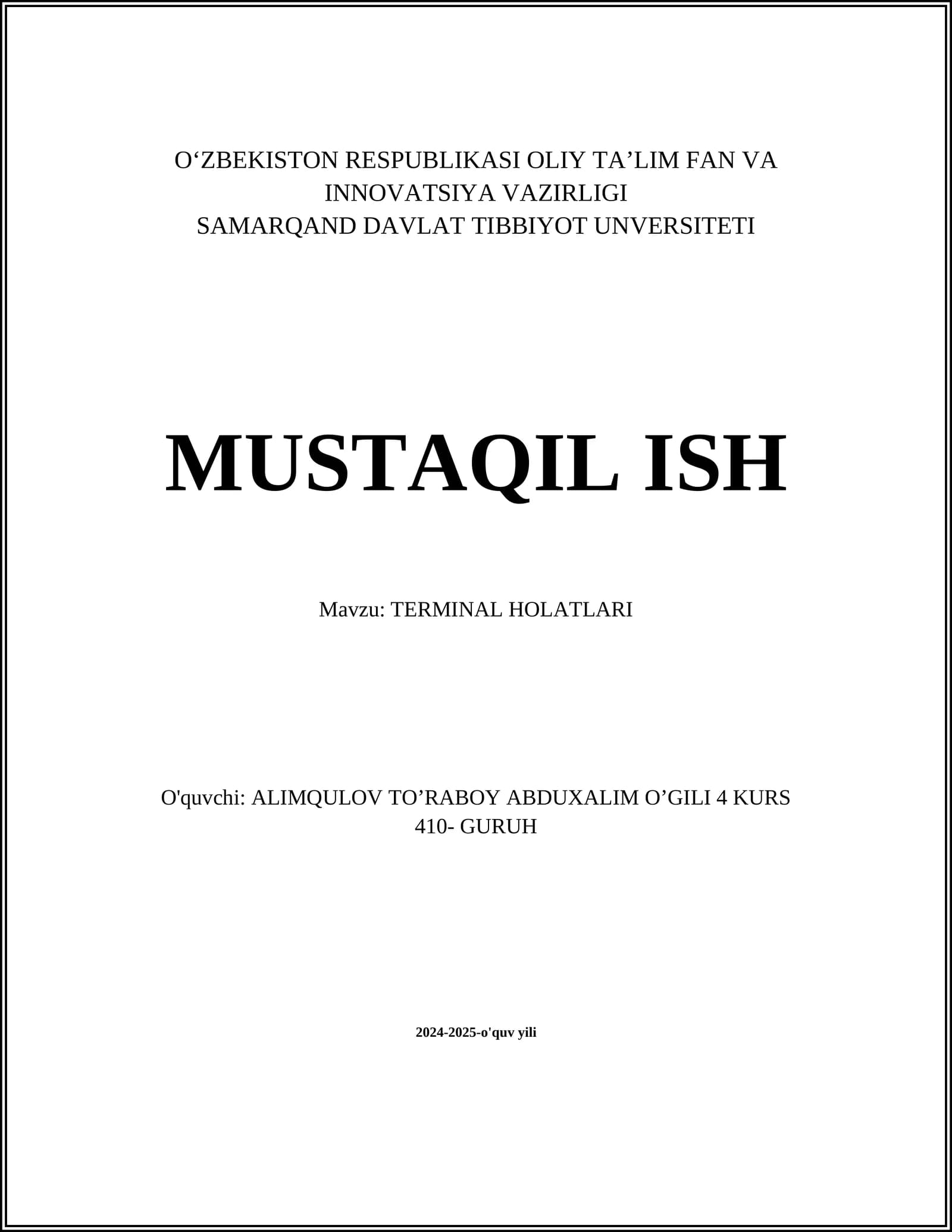 TERMINAL HOLATLARI