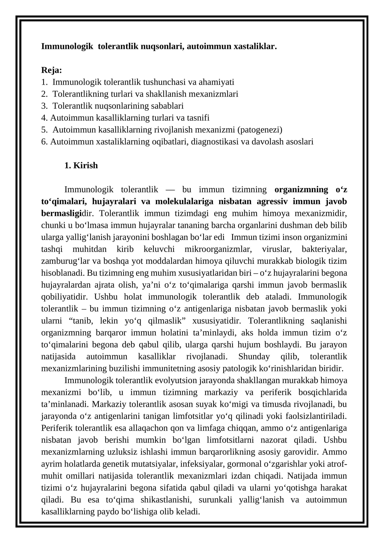 immunologik tolerantlik