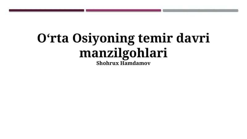 Oʻrta Osiyoning temir davri manzilgohlari