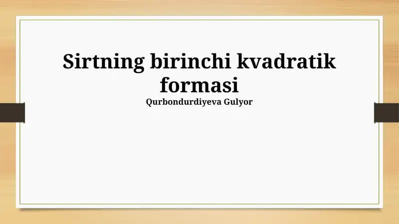 Sirtning birinchi kvadratik formasi