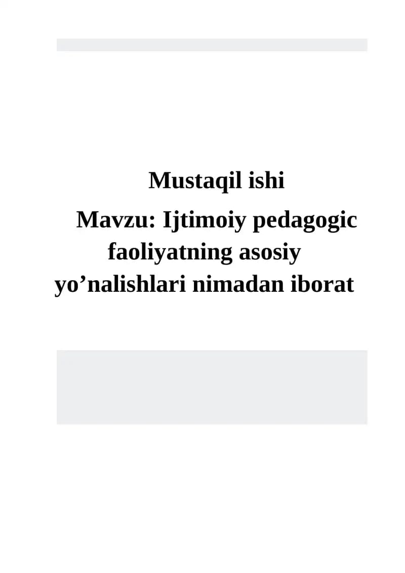 Ijtimoiy Pedagogika Faoliyati
