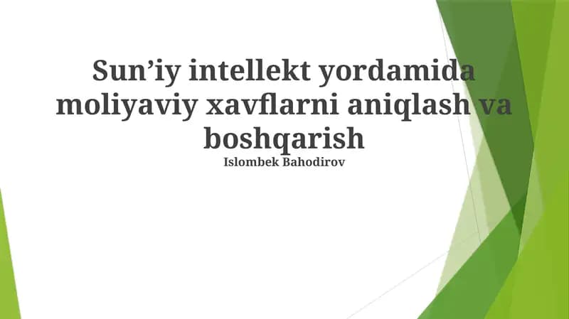Moliyaviy modellashtirish va simulyatsiyalarda AI