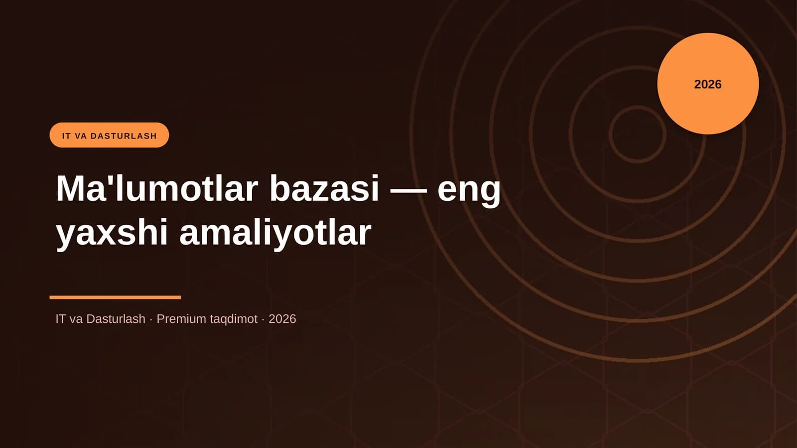 Ma'lumotlar bazasi — eng yaxshi amaliyotlar