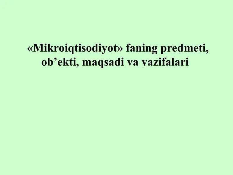 Mikroiqtisodiyot