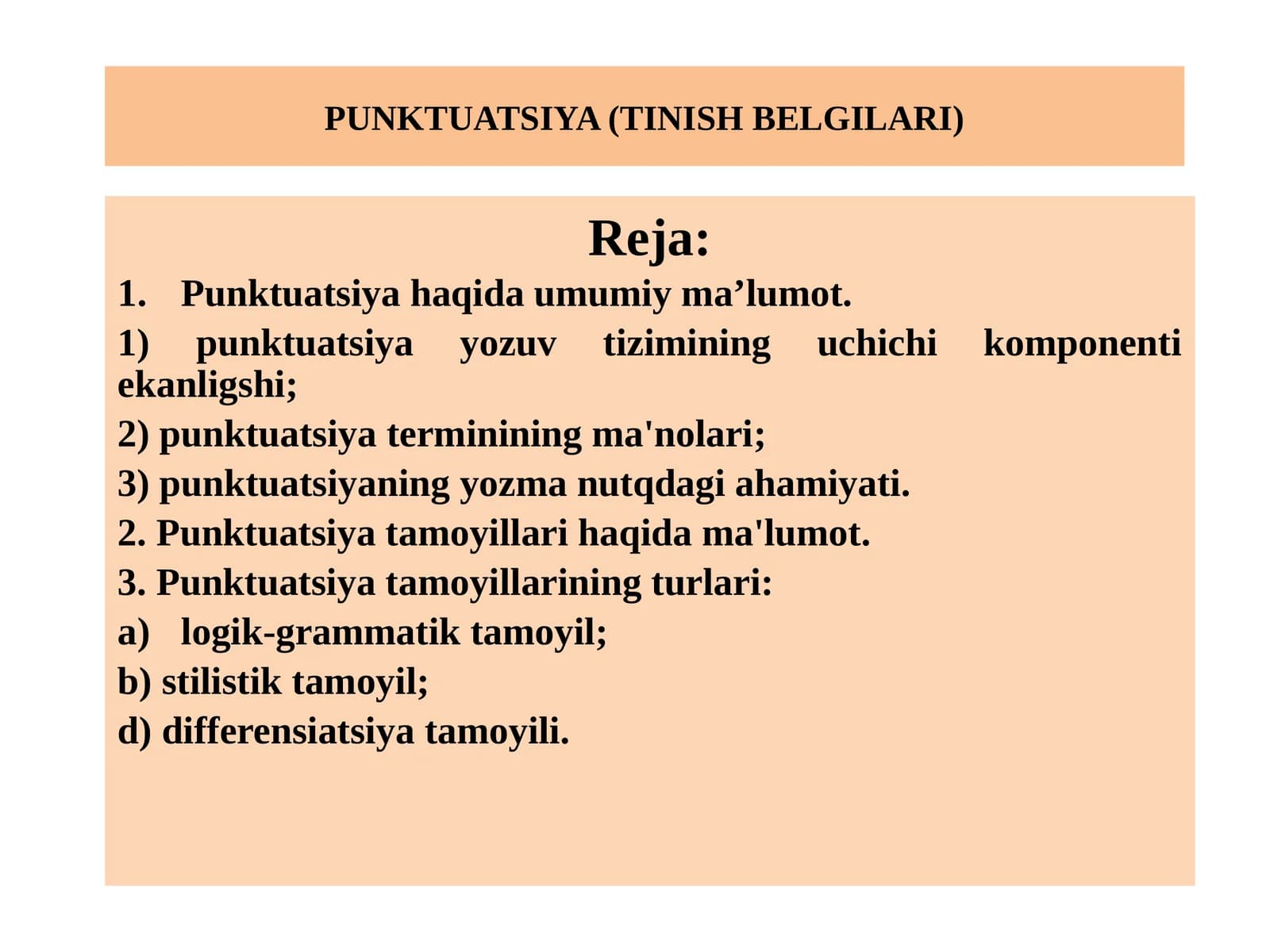 Punktuatsiya (Tinish Belgilari)