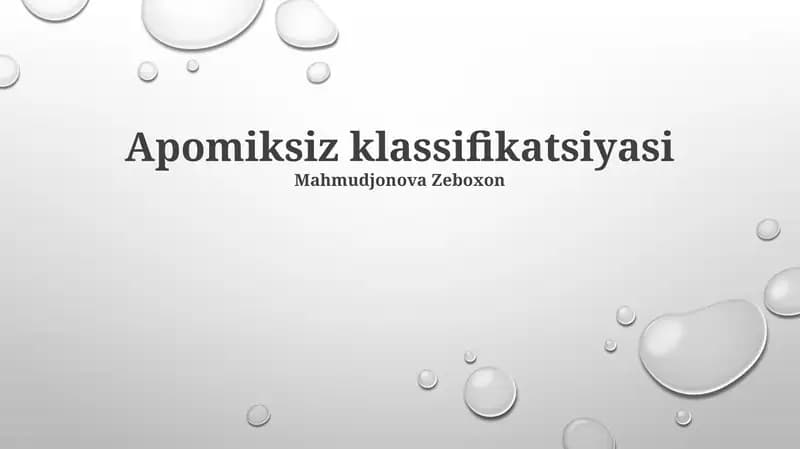 Apomiksiz klassifikatsiyasi